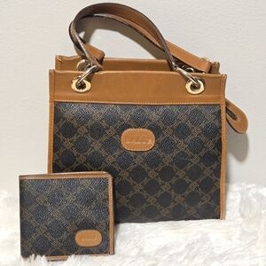 Bally Black and Tan Shoulder Bag Set